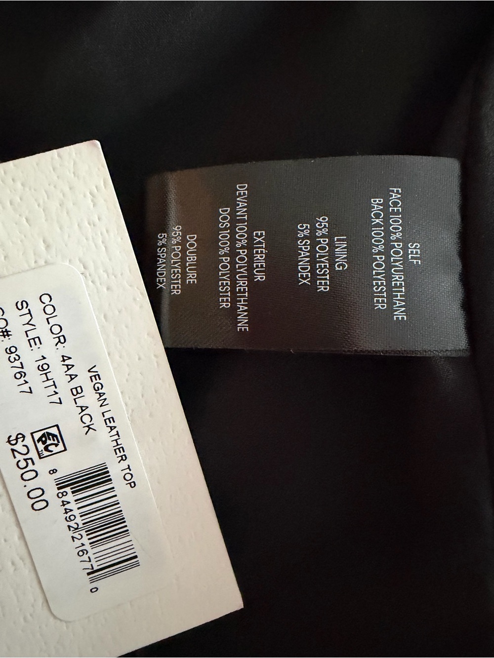 MILLY Black Vegan Leather One Shoulder Bow Crop Top Faux Leather Bustier Size S - Picture 7 of 10